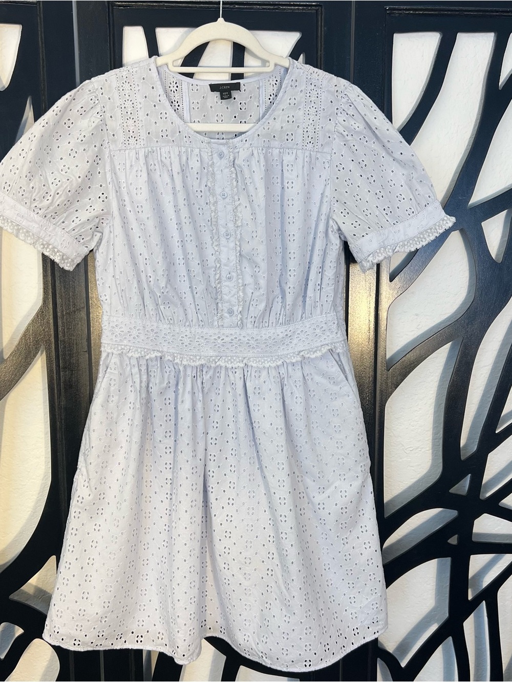 J. Crew Light Blue Eyelet Midi Dress